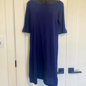 Lilly Pulitzer Boat Neck Navy Blue Dress Half Sleeve‎ Pima Cotton Size Medium